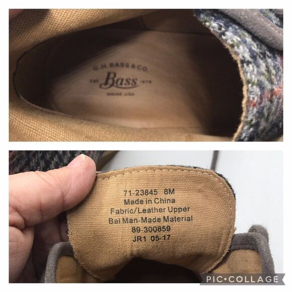 G. H. Bass & Co. Womens Gray Houndstooth Plaid Lace Up Wedge Booties Size 8M - Picture 5 of 12